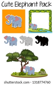 Ilustración de un paquete de elefantes cutáneos