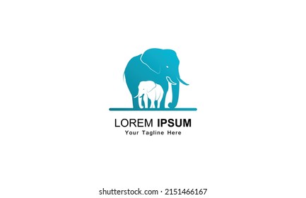 Cute elephant pair logo. Simple elephant logo. Elephant logo sign vector illustration set design
