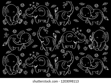 Cute Elephant Pattern Background