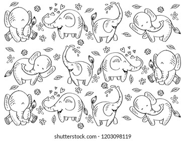 Cute Elephant pattern background