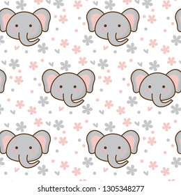 Cute elephant pattern with flower