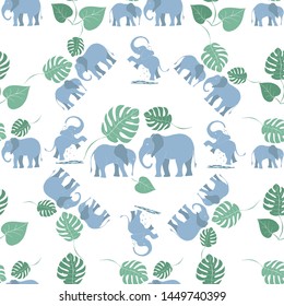 Cute elephant pattern with seamless drawing colorful objects. Childish hand drawn pastel colors background vector illustration for baby and kids vector illustration.