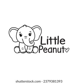 Cute Elephant And Peanut Vector Icon Illustration. Elephant Mascot Cartoon Character. Animal Icon Concept White Isolated. Flat Cartoon Style Suitable for Web Landing Page, Banner, Flyer, Sticker, Card
