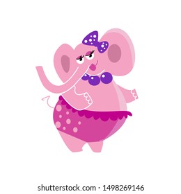 Cute Elephant pink girl vector