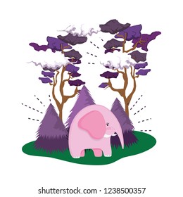 cute elephant pink in the landscape