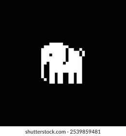 Cute Elephant in pixel art - Cute kawaii style pixel animal in retro 1-bit game style - used for presentations, logo, stickers, icons, and can be applied to t-shirt screen printing