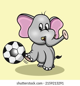 A Cute And Cute Elephant Is Playing Ball