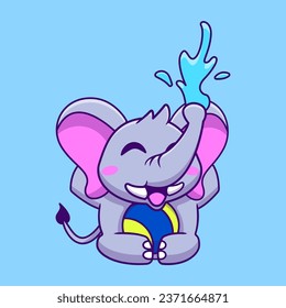 Cute Elephant Playing Ball Cartoon  Cartoon Vector Icons Illustration. Flat Cartoon Concept. Suitable for any creative project.