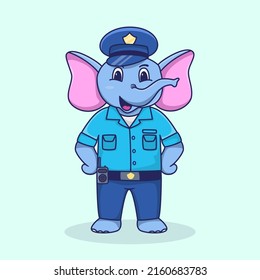 Cute elephant police mascoot illustration. cute style for t shirt, sticker, logo element
