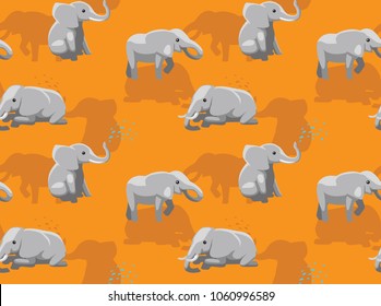 Cute Elephant Poses Cartoon Background Seamless Wallpaper