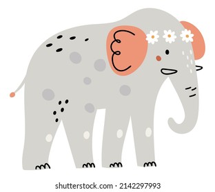 Cute elephant print. Big grey safari animal