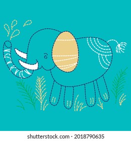 tira elefante linda con fondo azul
