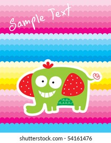 cute elephant rainbow tag