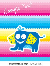 cute elephant rainbow tag