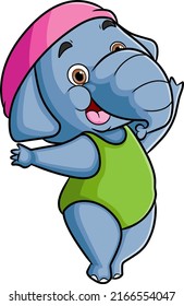 The cute elephant is ready to gymnastics with a suit of illustration