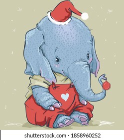 elefante lindo con bola roja en su baúl