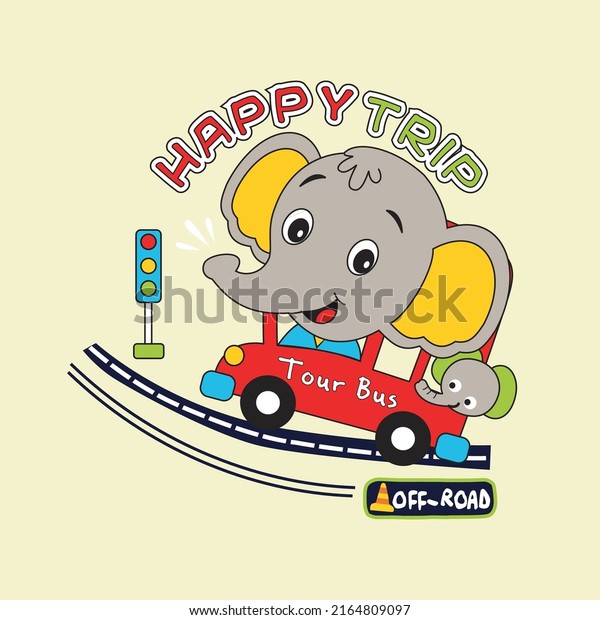 cute elephant ride the car design cartoon\
vector illustration