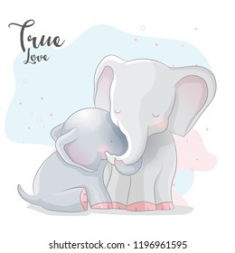 cute elephant romantic couple 