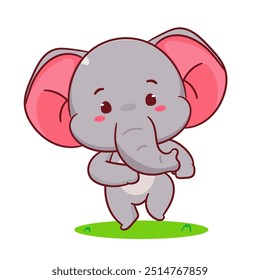 Cute elephant running cartoon vector. Adorable and kawaii animal concept design. Mascot, icon, logo illustration. Isolated white background