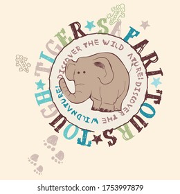 Cute elephant safari trip adventure logo vector character illustration	
