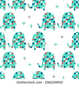 Cute elephant seamless background. Vector illustration. Kid cloth design, wallpaper, wrapping.