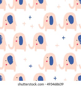 Cute elephant seamless background. Vector illustration. Kid cloth design, wallpaper, wrapping.
