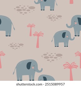 Niedlicher Elefant nahtloses Muster handgezeichnet niedlich Kinder Hintergrund zärtlich Retro-Palette