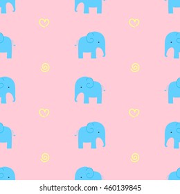 Cute Elephant Seamless Pattern - Vector