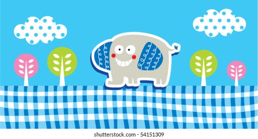 cute elephant in seasonal garden
