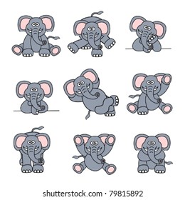 Cute Elephant Set svg