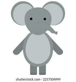 Cute elephant simple Flat Vector Illustration