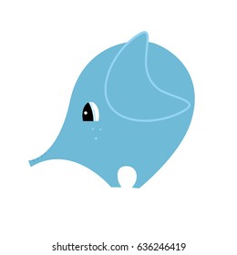 Cute elephant in simple round shape with big eyes.