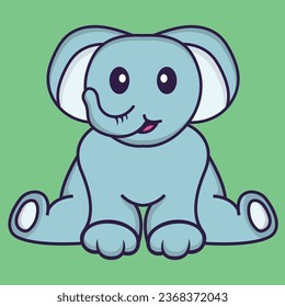 Cute elephant is sitting. Animal cartoon concept isolated. Can used for t-shirt_ greeting card_ invitation card or mascot.