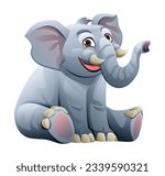 Cute elephant sitting. Cartoon character illustration