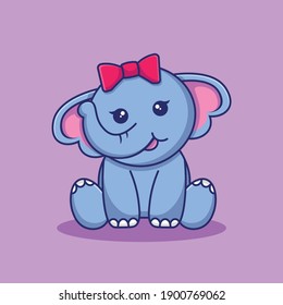 cute elephant sitting cartoon illustration