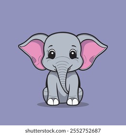 Elefante bonito sentado ícone do vetor de desenhos animados ilustração.