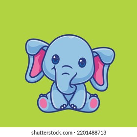 cute elephant sitting happy. isolated cartoon animal illustration. Flat Style Sticker Icon Design Premium Logo vector. Mascot Character