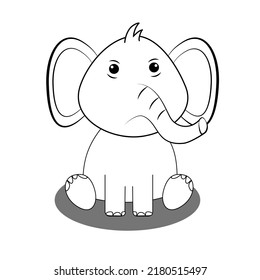 Cute Elephant Sitting Vector Icon Illustration. Elephant Mascot Cartoon Character. Animal Icon Concept White Isolated. Flat Cartoon Style Suitable for Web Landing Page, Banner, Flyer, Sticker, Card