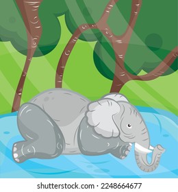 Cute elephant sketch on a zafari background Vector