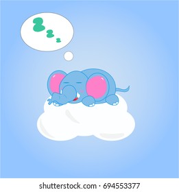 cute elephant sleep. vector cartoon illustration