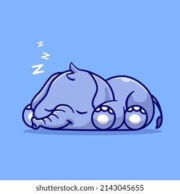 Cute Elephant Sleeping Cartoon Vector Icon Illustration. Animal Nature Icon Concept Isolated Premium Vector. Flat Cartoon Style