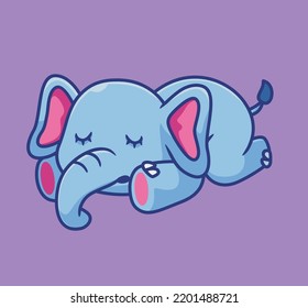cute elephant sleeping on the ground. isolated cartoon animal illustration. Flat Style Sticker Icon Design Premium Logo vector. Mascot Character