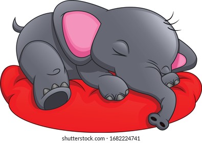 un elefante lindo durmiendo sobre un fondo blanco
