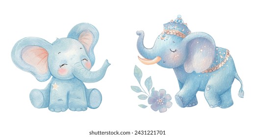 Netter Elefant weiche Aquarell Vektor-Illustration 