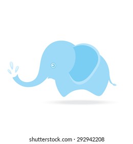 cute elephant spraying water, cartoon drawing thailand
