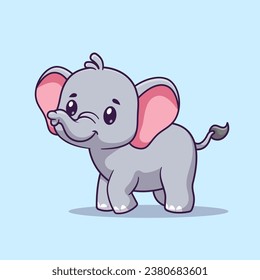 Ilustración del icono del vector de dibujos animados Cute Elephant Standing.
Concepto de icono de la naturaleza animal Vector Premium aislado. Plano
Estilo de dibujos animados