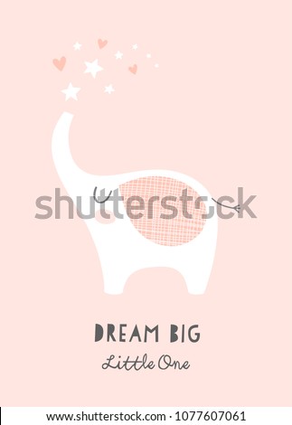Download Cute Elephant Stars Dream Big Little Stock Vector (Royalty ...