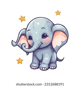 Cute Elephant With Stars Mascot Design