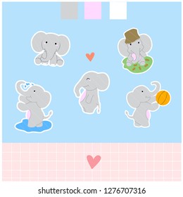 Cute Elephant Sticker Set