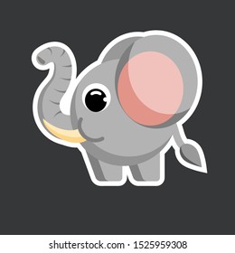 cute elephant sticker template in flat vector style 
